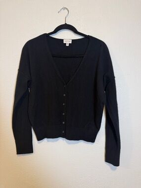 Club Monaco Black V-Neck Button Cardigan cashmere